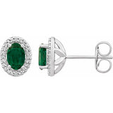 Sterling Silver Lab-Grown Emerald & .025 CTW Natural Diamond Earrings