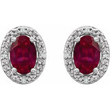 Sterling Silver Lab-Grown Ruby & .025 CTW Natural Diamond Earrings