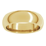 10K Yellow Gold 6 mm Comfort-Fit Half Round Band Size 7.5