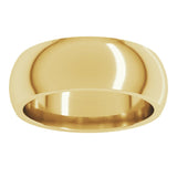14K Yellow Gold 7 mm Comfort-Fit Half Round Band Size 6.5