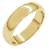 14K Yellow Gold 5 mm Half Round Band Size 8.5