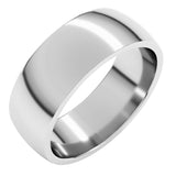 14K White Gold 7 mm Lightweight Comfort-Fit Half Round Band Size 10