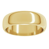 14K Yellow Gold 6 mm Half Round Band Size 13.5