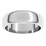 10K White Gold 6 mm Half Round Band Size 8