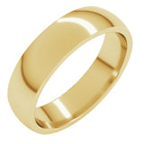 18K Yellow Gold 5 mm Lightweight Comfort-Fit Half Round Band Size 7