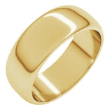10K Yellow Gold 7 mm Half Round Band Size 9.5