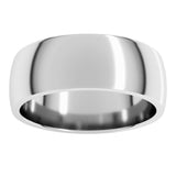 14K X1 White Gold 7 mm Lightweight Comfort-Fit Half Round Band Size 12.5