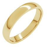 14K Yellow Gold 3.5 mm Lightweight Comfort-Fit Half Round Band Size 8