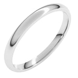 Platinum 2 mm Lightweight Comfort-Fit Half Round Band Size 6