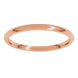 14K Rose Gold 1.5 mm Lightweight Comfort-Fit Half Round Band Size 6.5