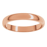 14K Rose Gold 3 mm Lightweight Half Round Band Size 6.5