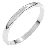 Sterling Silver 2 mm Lightweight Half Round Band Size 9