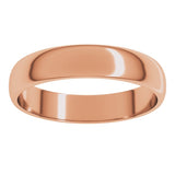 10K Rose Gold 4 mm Lightweight Half Round Band Size 6.5