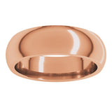 14K Rose Gold 6 mm Comfort-Fit Half Round Band Size 10