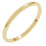 14K Yellow Gold 1.5 mm Lightweight Half Round Band Size 7.5