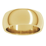 14K Yellow Gold 8 mm Comfort-Fit Half Round Band Size 6