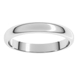 14K White Gold 3 mm Half Round Band Size 8