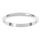 Platinum 2 mm Half Round Band Size 6