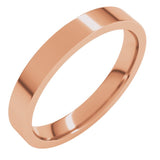 18K Rose Gold 3 mm Flat Comfort Fit Light Band Size 5