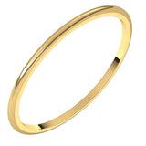 14K Yellow Gold 1 mm Lightweight Half Round Band Size 7