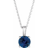 14K White Gold 4 mm Natural Blue Sapphire 16-18" Necklace