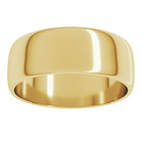 14K Yellow Gold 7 mm Lightweight Half Round Band Size 11