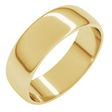14K Yellow Gold 6 mm Lightweight Half Round Band Size 7