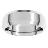 10K White Gold 7 mm Beveled-Edge Comfort-Fit Flat Band Size 10