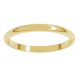 14K Yellow Gold 2 mm Lightweight Half Round Band Size 8