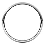 14K White Gold 1 mm Lightweight Half Round Band Size 8