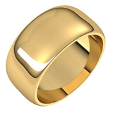 14K Yellow Gold 9 mm Half Round Band Size 7.5