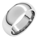 14K White Gold 7 mm Comfort-Fit Half Round Band Size 9.5