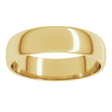 10K Yellow Gold 5 mm Lightweight Half Round Band Size 10.5