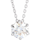 14K White Gold 7/8 CT Lab-Grown Diamond Solitaire 16-18" Necklace