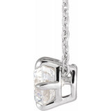 14K White Gold 7/8 CT Lab-Grown Diamond Solitaire 16-18" Necklace