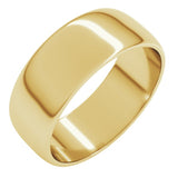 10K Yellow Gold 7 mm Lightweight Half Round Band Size 5.5