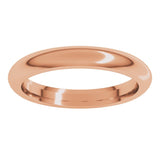 14K Rose Gold 3 mm Comfort-Fit Half Round Band Size 5.5