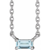 Sterling Silver Natural Sky Blue Topaz Solitaire 18" Necklace