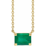 14K Yellow Gold Lab-Grown Emerald 18" Necklace