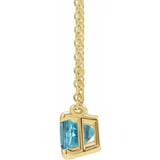 14K Yellow Gold Natural Blue Zircon 18" Necklace
