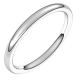 14K White Gold 2 mm Comfort-Fit European-Style Band Size 5.5