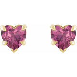 14K Yellow Gold Natural Pink Tourmaline Stud Earring