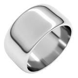 14K White Gold 10 mm Half Round Band Size 8.5