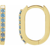 14K Yellow Gold Natural London Blue Topaz 14 mm Hoop Earrings