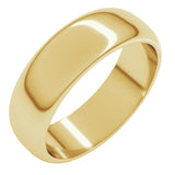 18K Yellow Gold 6 mm Half Round Band Size 9.5
