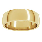 18K Yellow Gold 6 mm Lightweight Comfort-Fit Half Round Band Size 9.5