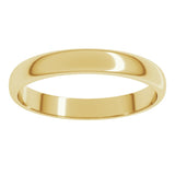 14K Yellow Gold 3 mm Lightweight Half Round Band Size 10