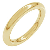 14K Yellow Gold 3 mm Comfort-Fit Full Round Band Size 6
