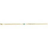 14K Yellow Gold Lab-Grown Emerald Link 7" Bracelet