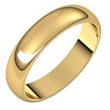 14K Yellow Gold 4.5 mm Half Round Band Size 9.5